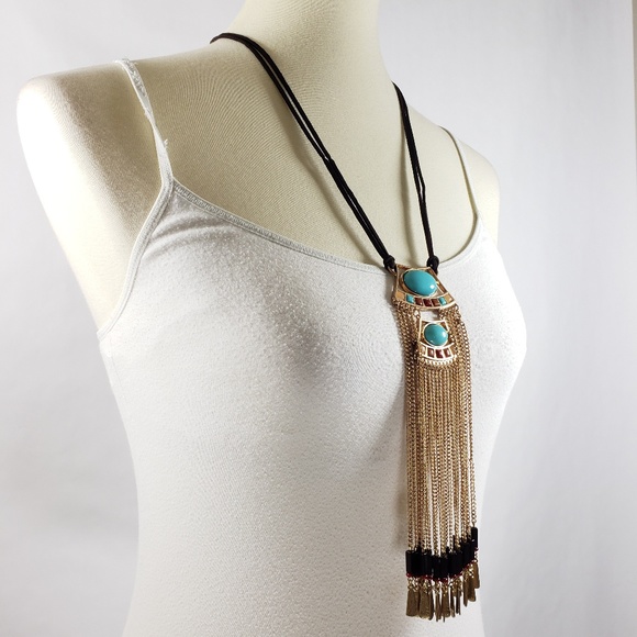 Charming Charlie Brown Turquoise Chain Necklace - Picture 2 of 4